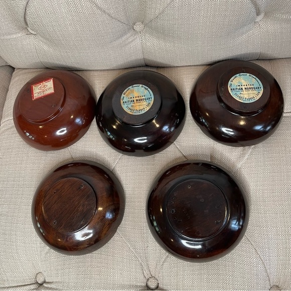 LOT of 5 Mahogany Wood bowl - Picture 2 of 9